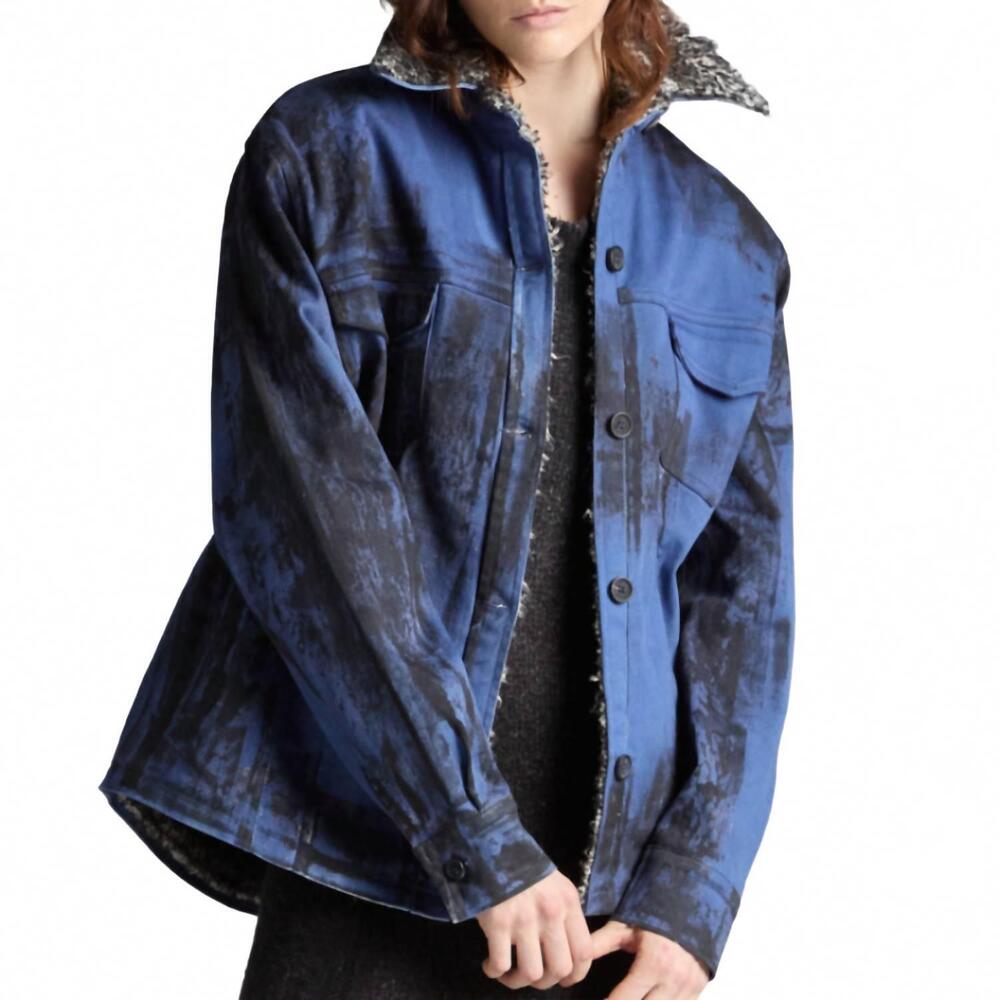 NEW AVANT TOI jean shirt jacket with trim in midnight